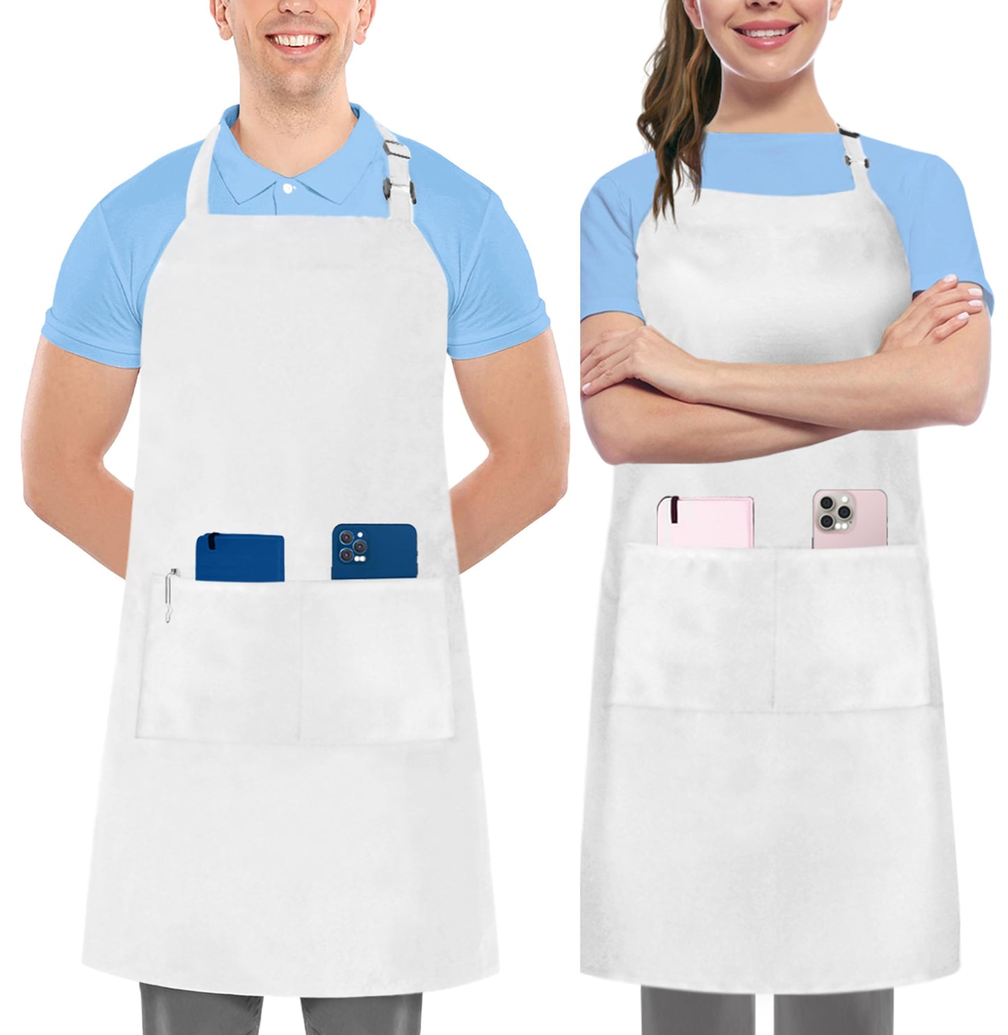Utopia Kitchen 2 Pack Bib Apron, Adjustable with 2 Pockets, Water and Oil Resistant, Cooking Kitchen Chef Apron for Women Men