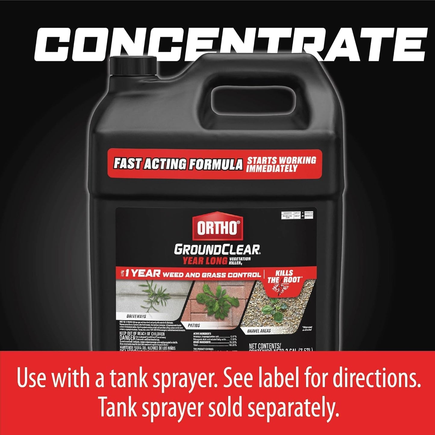 Ortho GroundClear Year Long Vegetation Killer - Effective Weed Killer Concentrate, 2 Gallon