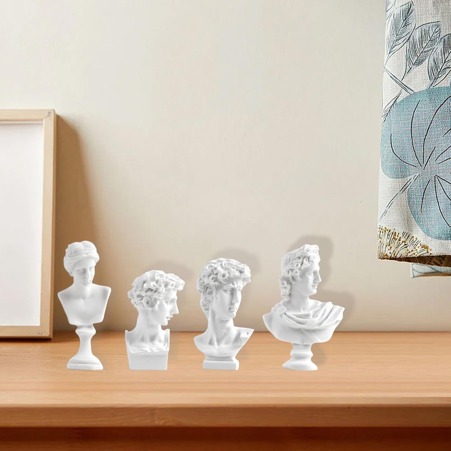 Skiennix Mini Greek Statues - Mythology Figurines | 4 Pcs Resin Busts for Home & Office Decor
