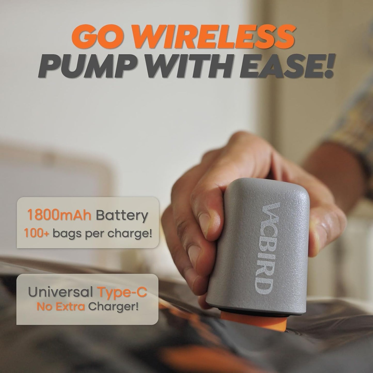 Rechargeable Wireless Pump | 15 Pack Large Vacuum Storage Bags - Space-Saving Compression for Travel & Home