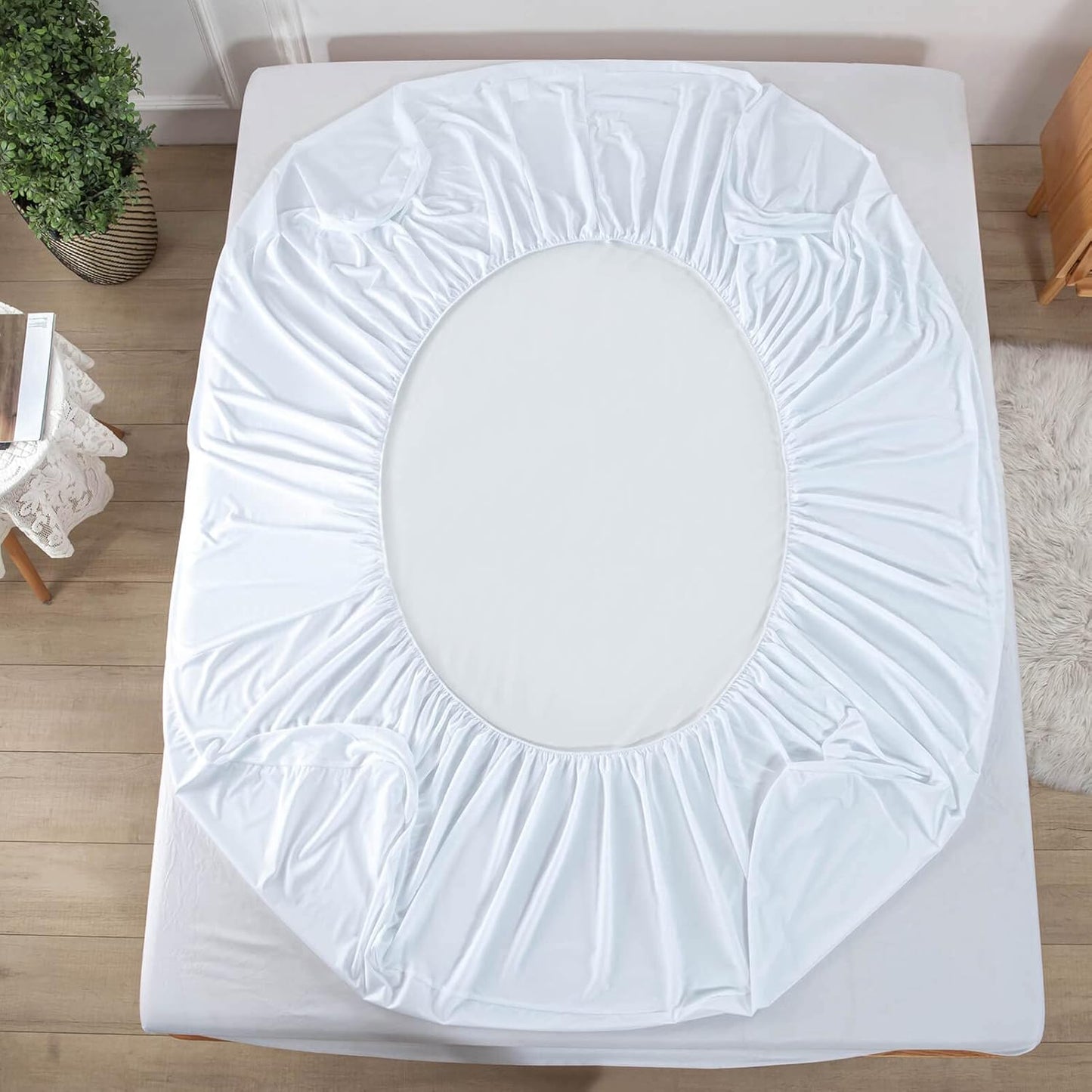Kingnex Twin Mattress Protector - Waterproof Fitted Sheet with Smooth Surface & Elastic Skirt