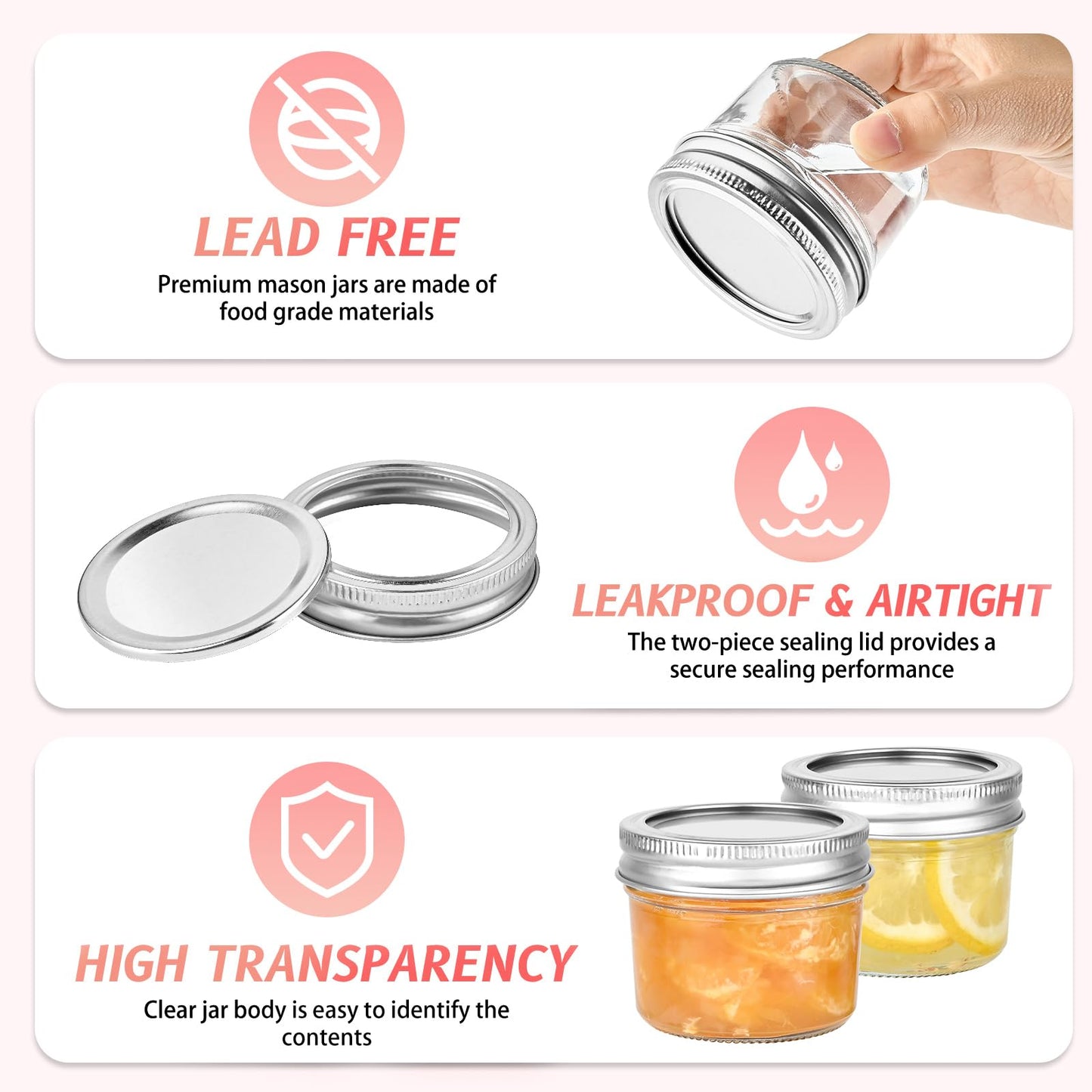 TUZAZO 4 oz Mini Mason Jars with Lids 12 Pack, 4oz Small Glass Mason Canning Jars for Jam Jelly Yogurt Dessert, Shower Wedding Favors Decor