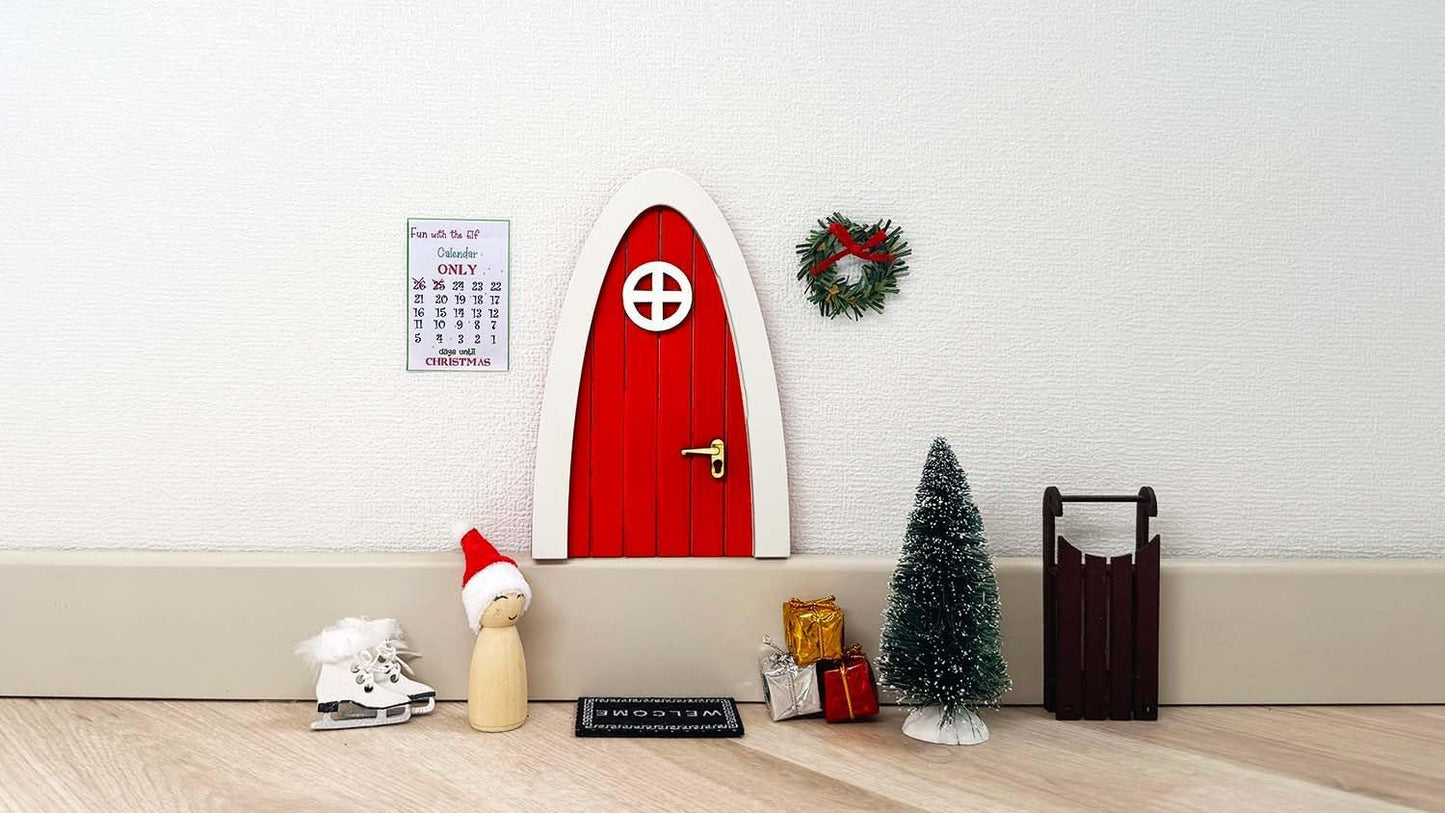Tonttuovi Christmas Elf Door Kit - Wooden Elf Door with Accessories & Miniature Tree | 24 Days of Holiday Fun