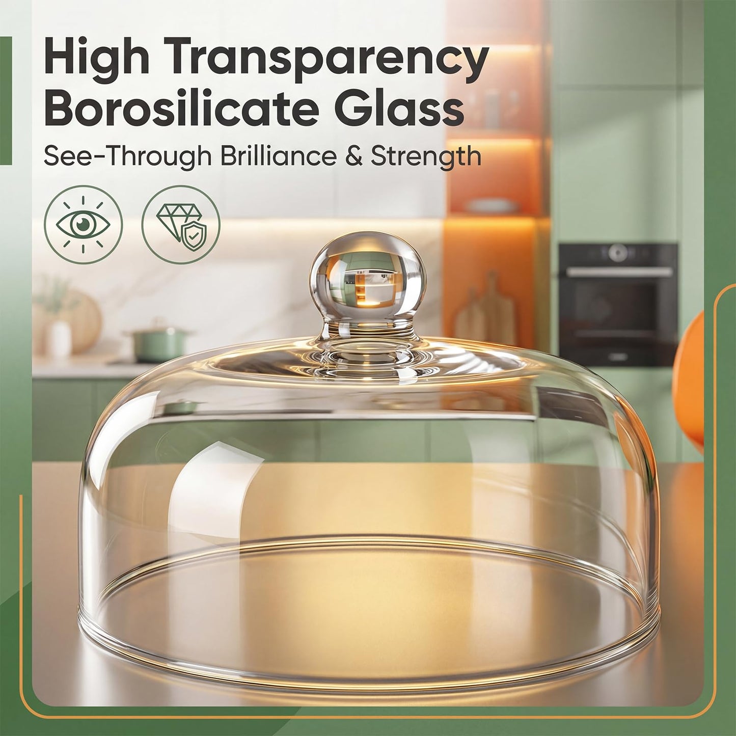 12" Borosilicate Glass Microwave Splatter Cover, Large Clear Food Cover with Handle, 12-Inch Plate Lid, BPA-Free, Heat-Resistant & Dishwasher-Safe Microwave Splatter Guard for Reheating