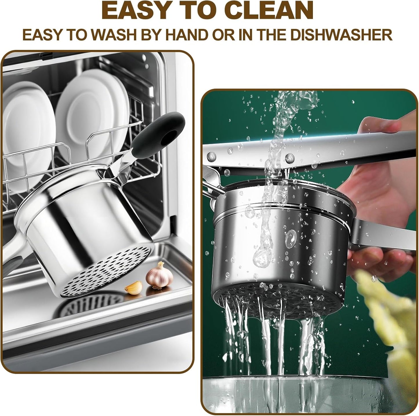 Potato Ricer - Stainless Steel Masher with 4 Interchangeable Discs | 15oz Kitchen Tool for Perfect Mashed Potatoes
