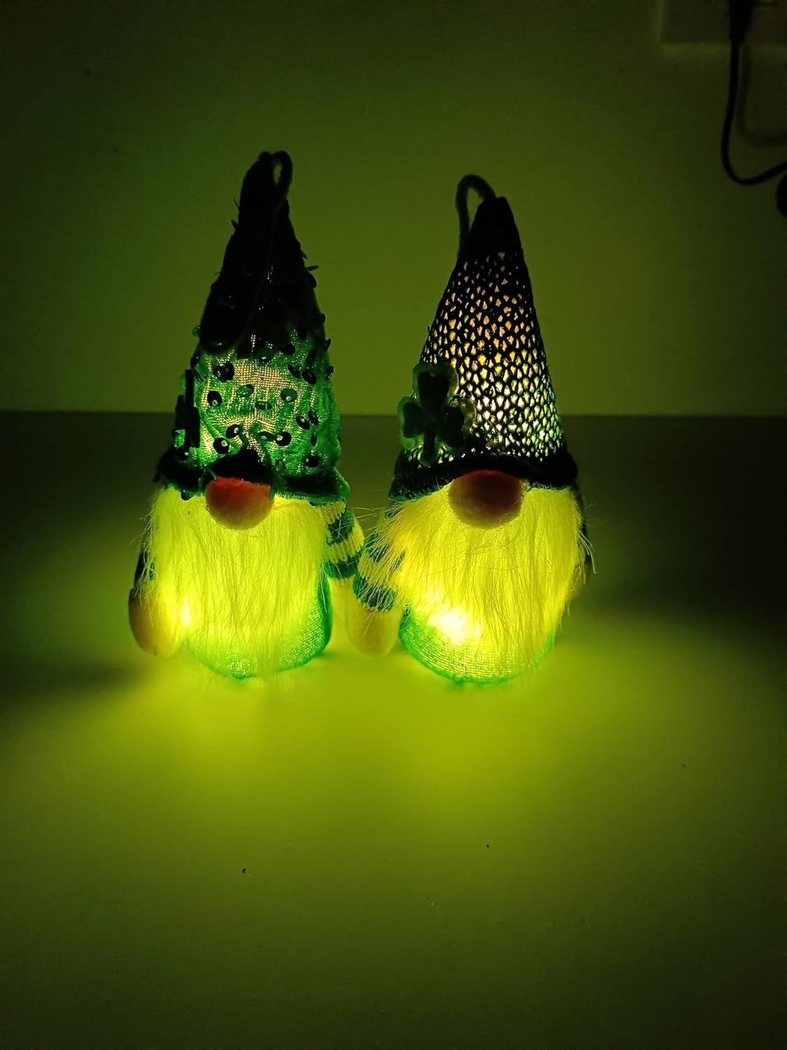 Skiennix St. Patrick's Day Gnomes - Plush Leprechaun Doll Decorations | 2-Pack Green Shamrock Ornaments
