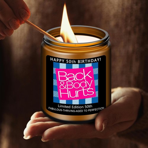 Homsolver 50th Birthday Gift for Her Him, Happy 50th Birthday Candles Gifts for Women Men, Funny 50 Years Old Decorations Ideas- Lavender Scented Candle