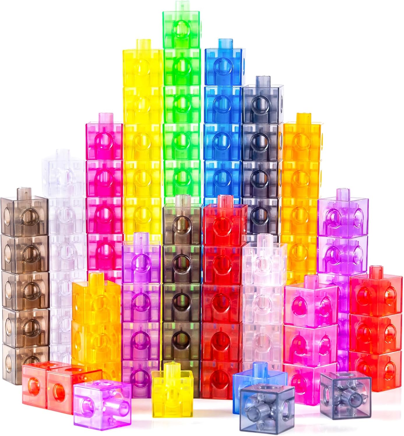 Skiennix Translucent Linking Cubes - Engaging Math Toy for Early Learning & Creative Play