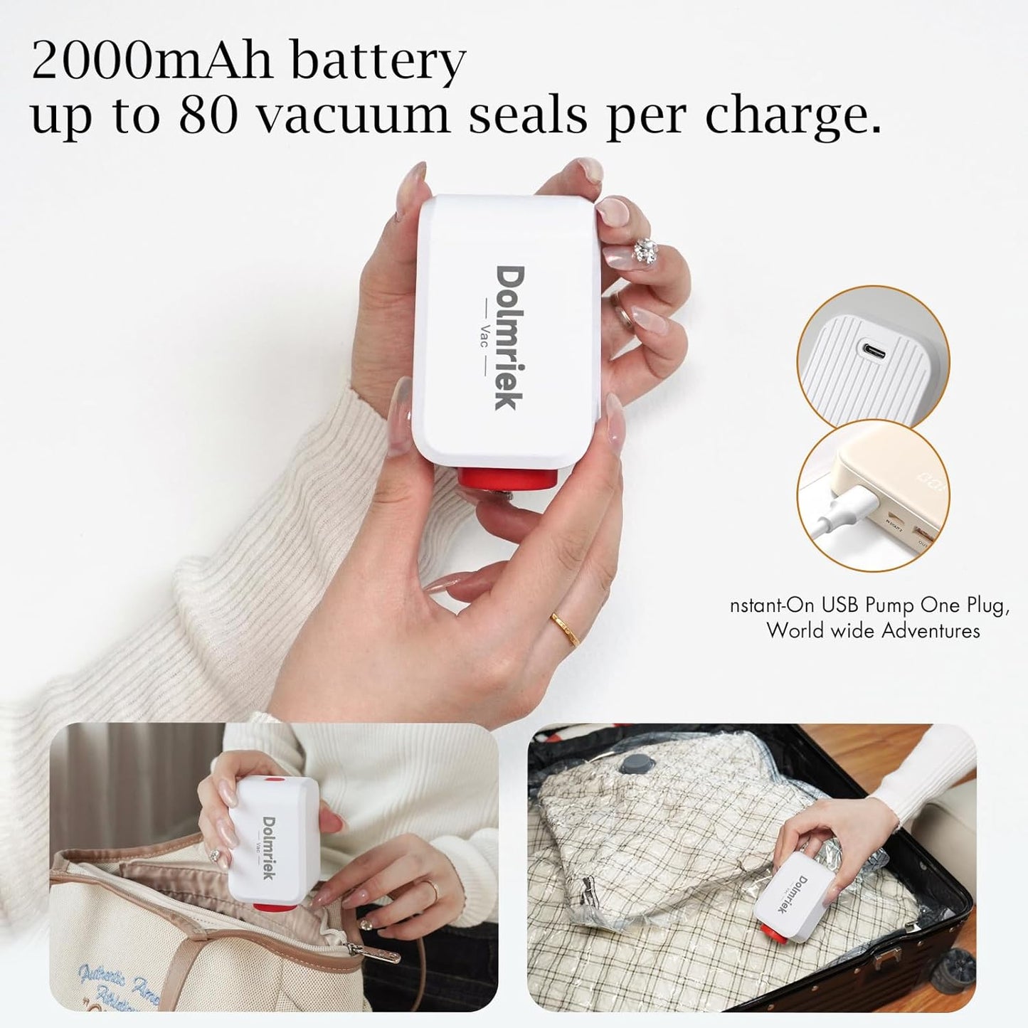 Travel Vacuum Storage Bags - 15 Pack Compression Seal Bags with USB Electric Pump | Space Saver for Luggage