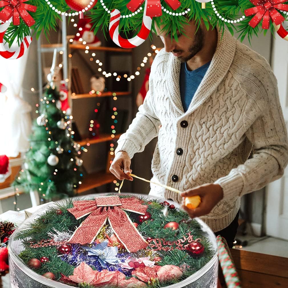 ProPik Christmas Wreath Storage Bag - 30" Clear Waterproof PVC Container | 2 Pack with Handles
