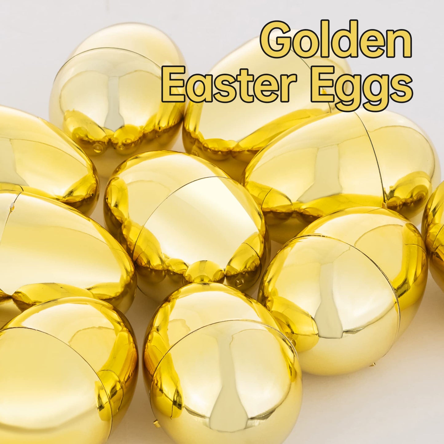NJN 2Pcs 250mm/10inch Gold eggs, Golden easter eggs, Plastic easter eggs perfect for easter egg hunt, metallic empty Surprise egg