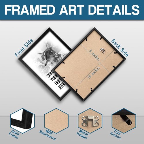 arteWOODS Funny Cat Bathroom Wall Art - Rustic Black Framed Print for Kids' Washroom | 8x10 Inch Decor