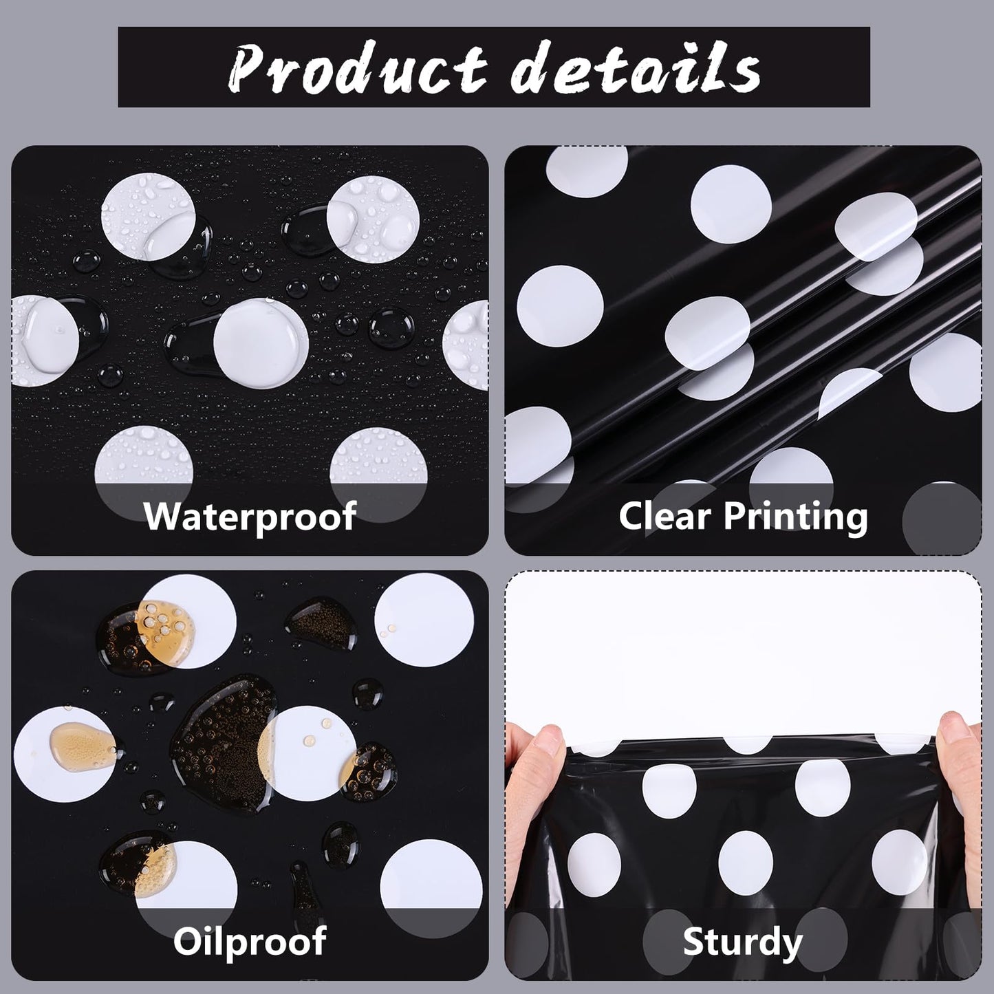 Kesfey 5 Packs Black and White Dots Table Cloth 54x108 Inch Black Polka Dot Mini Mouse Plastic Table Cloth Disposable Black Waterproof Picnic Table Covers for Rectangle Tables Halloween Birthday Party