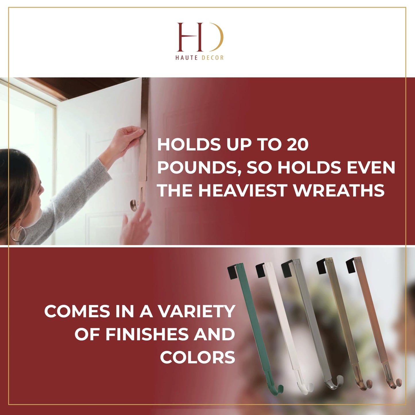 Haute Decor Adjustable Length Wreath Hanger - 20 Lb. Capacity