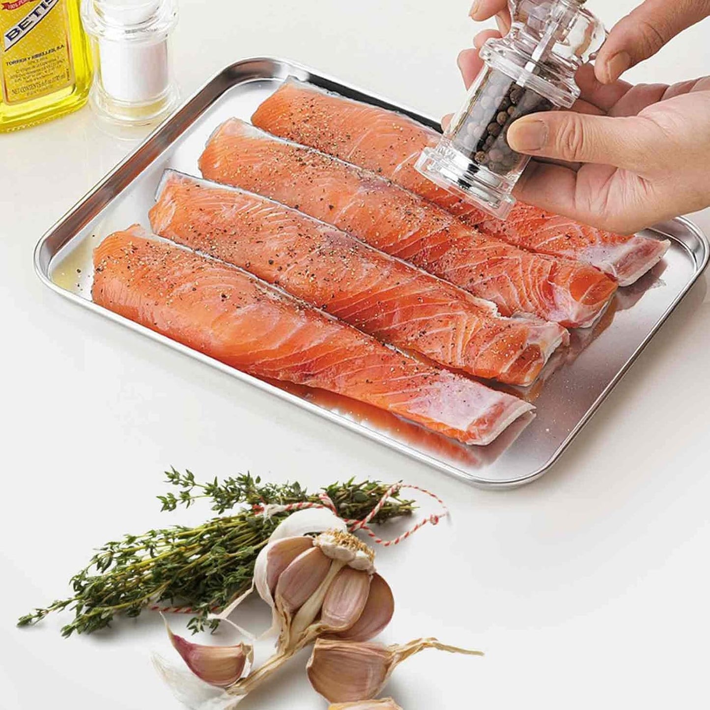 TeamFar Stainless Steel Baking Sheet Set - Non-Toxic, Rust-Free, Easy Clean | 4-Piece Set (16/12.5/10/9.3 Inch)