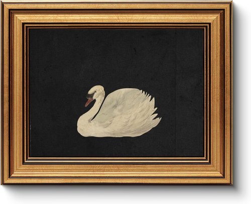 HUARCEY Vintage Gold Framed Swan Wall Art - Rustic Animal Canvas Decor for Living Room & Bathroom