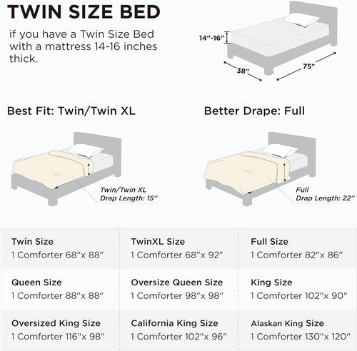 Bedsure Comforter Duvet Insert - All-Season Twin Size Quilted Bedding, GentleSoft Down Alternative, Beige 88 x 68 Inches