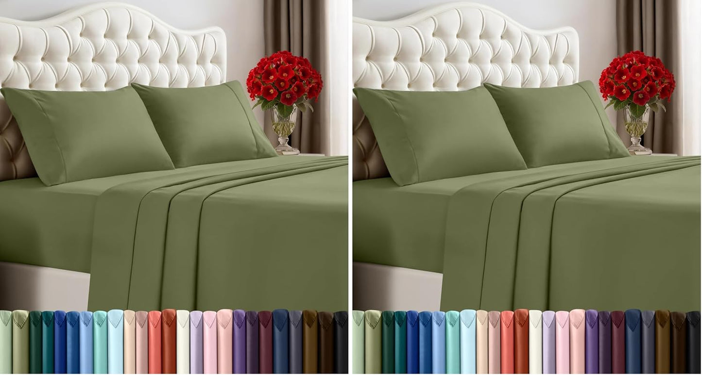 Utopia Bedding Queen Size Sheet Set - Soft, Breathable Microfiber, 4-Piece in Olive - Oeko-Tex Certified