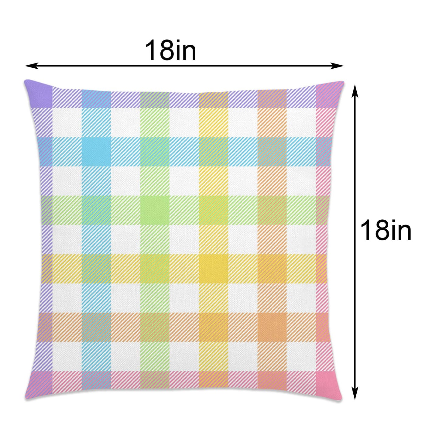 Pudodo Easter Buffalo Plaid Check Throw Pillow Covers 18x18 Set of 4 Spring Holiday Party Decoration for Home Bed Couch Sofa (18" x 18")