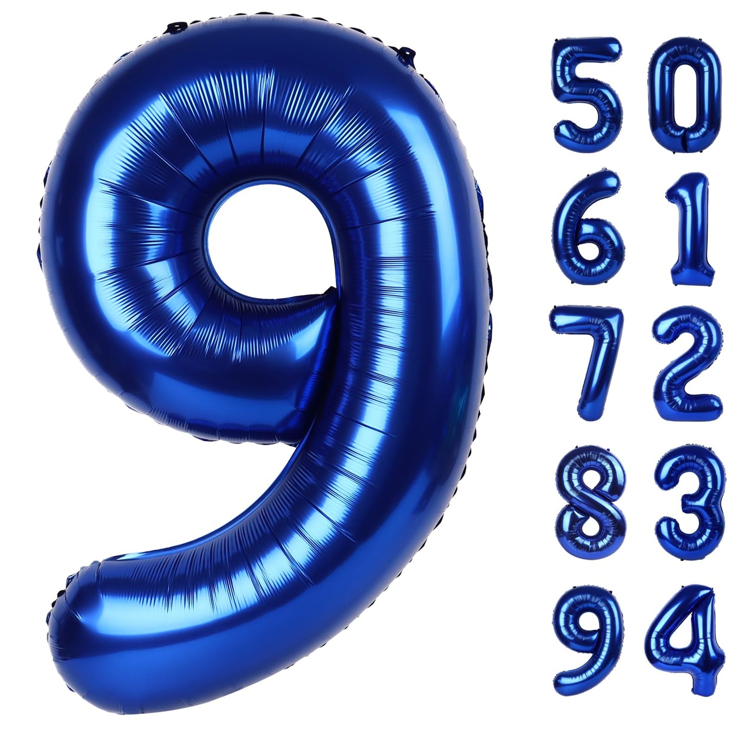 Night Blue 9 Balloon, Number Balloons 40 Inch, 9th Giant Birthday Decorations for Girls, 19th 29th Party Decorations Supplies, Number 9 Balloon