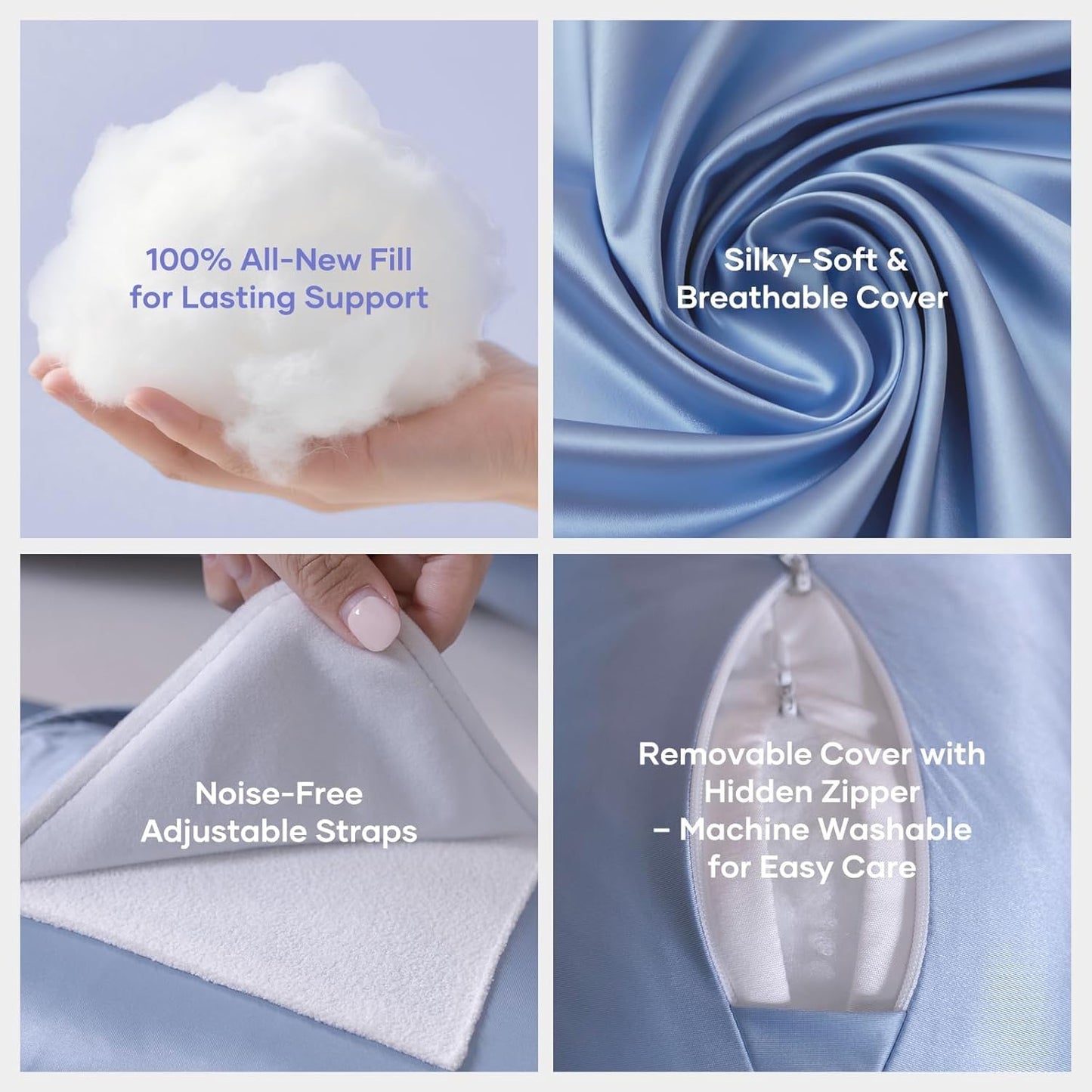 Skiennix Pregnancy Pillow - H-Shaped Adjustable Body Support with Cooling Cover | Ideal for Side Sleepers (Blue)
