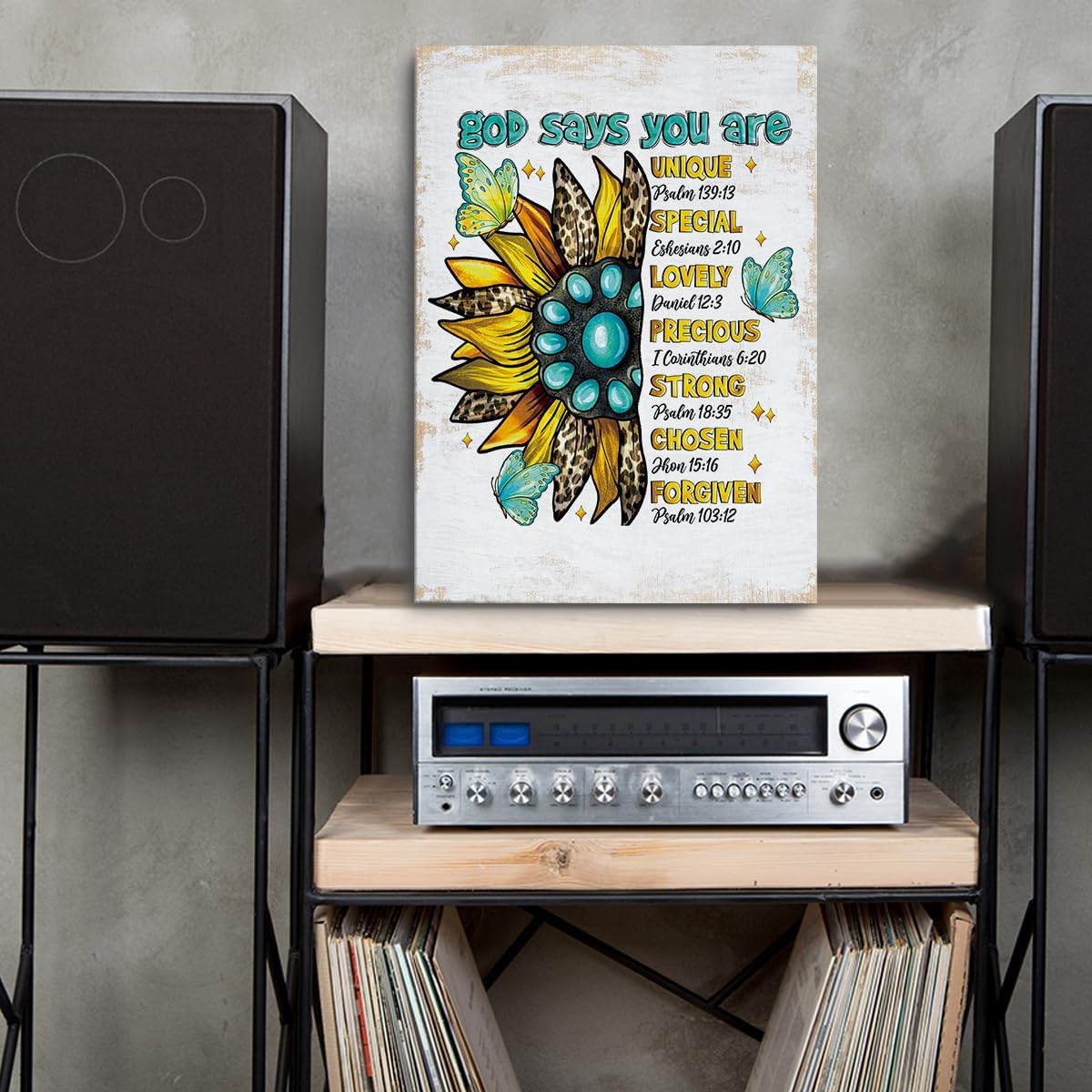 Skiennix Inspirational Christian Sunflower Canvas Wall Art - Motivational Framed Prints for Home Office | 11.4x15 IN
