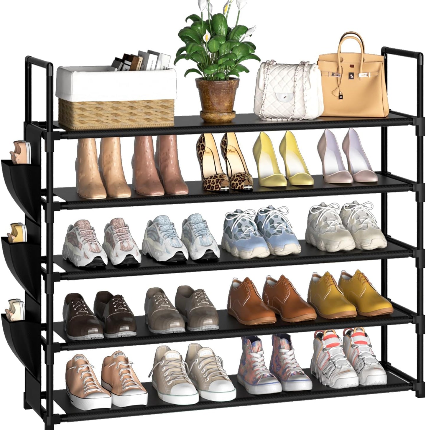 OYREL 5-Tier Shoe Organizer Rack - Space-Saving Shoe Holder for Closet, Entryway, Garage | Holds 20-25 Pairs
