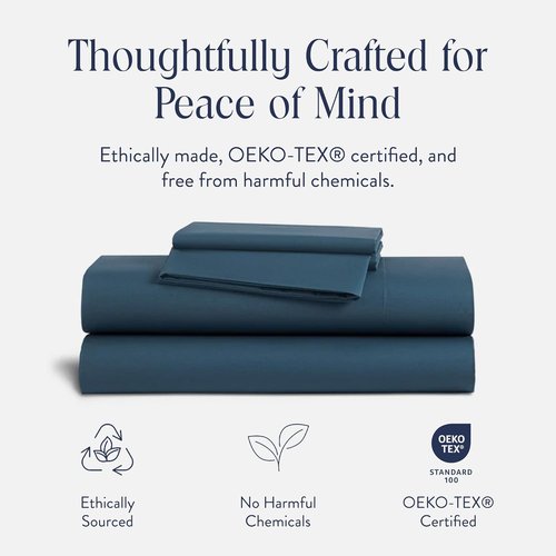 Brooklinen Luxury Sateen King Size Sheet Set - Soft & Durable 100% Cotton in Abyss Blue | Oeko-TEX Certified
