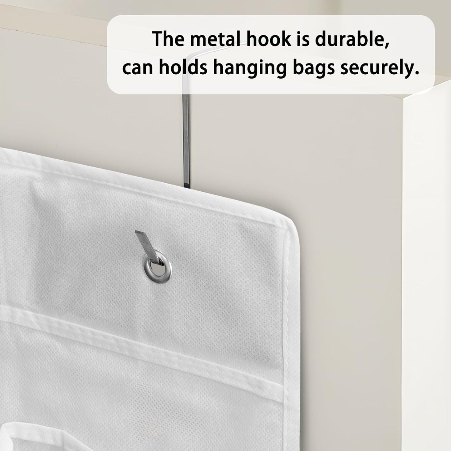 Skiennix 24-Pocket Over-The-Door Shoe Organizer - Large Hanging Rack with Mesh Pockets & 3 Hooks | White