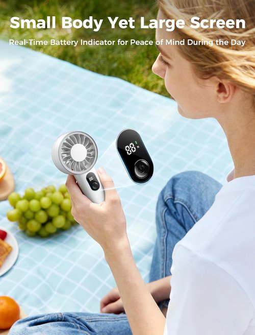 Aecooly Portable Handheld Fan - Powerful USB Rechargeable Mini Fan | 10H Cooling Time, Ideal for Travel, Summer Gifts - White