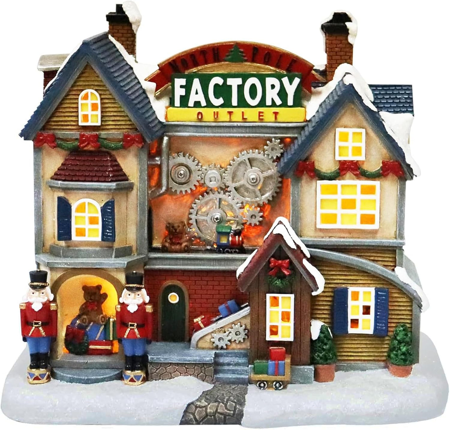 MOMENTS IN TIME LED Lighted Animated Christmas Village House - Hand-Painted Polyresin, 8.3”H