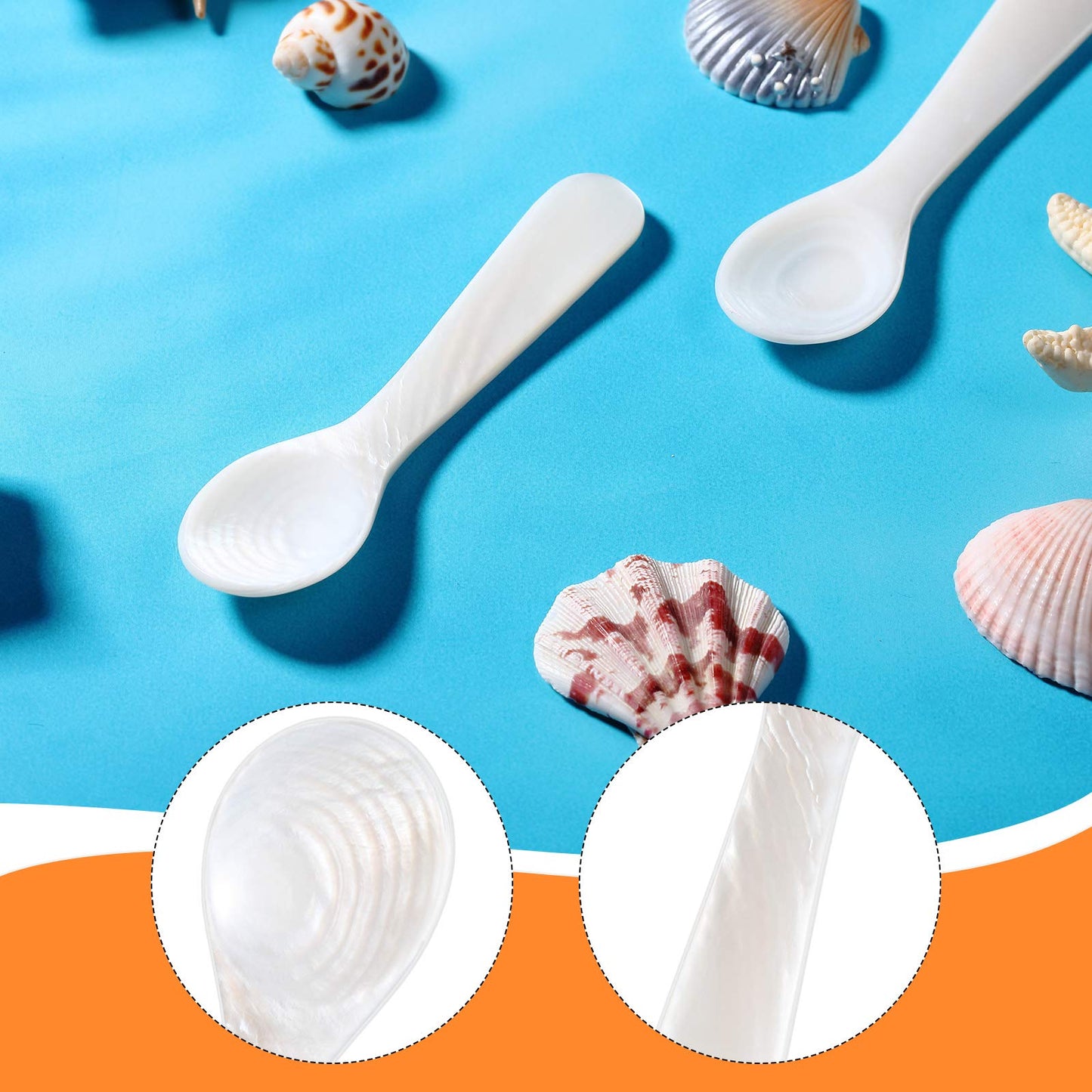 Patelai 40 Pieces Set of Caviar Spoons Mother of Pearl Spoons with Handcraft Round Handle for Caviar, Egg, Ice Cream, Coffee, Kitchen, Restaurant for Serving Caviars (7cm/2.75 Inch)