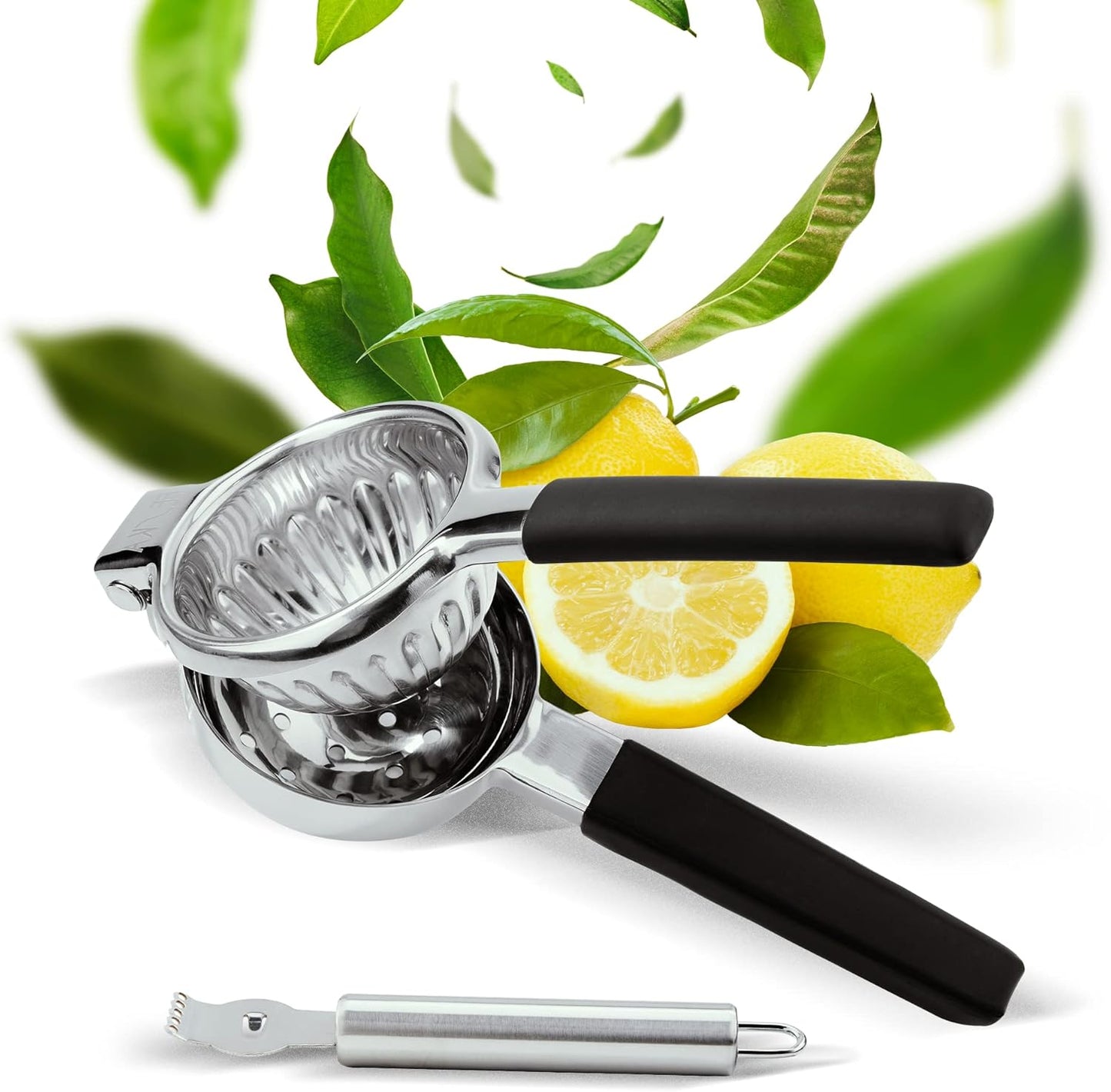 Skiennix Stainless Steel Lemon Squeezer - Premium Citrus Juicer for Seedless Juicing - 2-Piece Set