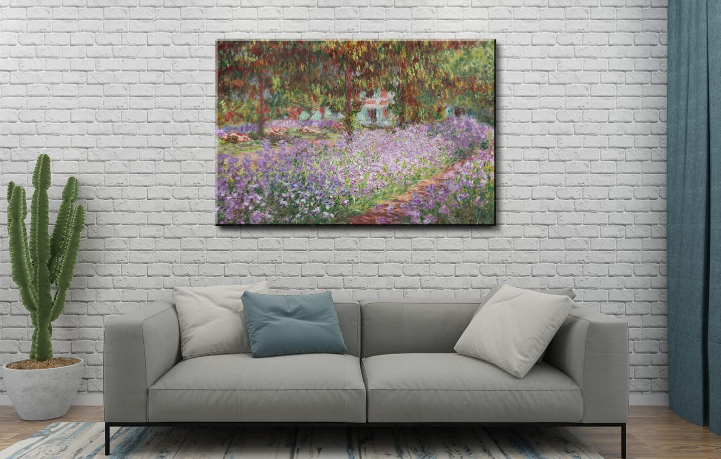 Irises in Monet's Garden, 1900 by Claude Monet - Large Canvas Art Bathroom Wall Decor Painting Print Framed for Living Room Bedroom Home Kitchen Decorations 24" x 36"