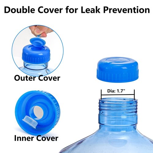 Dicunoy 2 PCS 1 Gallon Water Jug, Plastic Gallon Water Bottle with Handle, Sturdy Round Reusable Water Jug for Gym, Sports, Office, Camping, Outdoor, Refrigerator