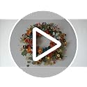 Fall Wreath Handmade Autumn Front Door Decor - Blue, Orange Hydrangeas & Pumpkins - Wreath Variation