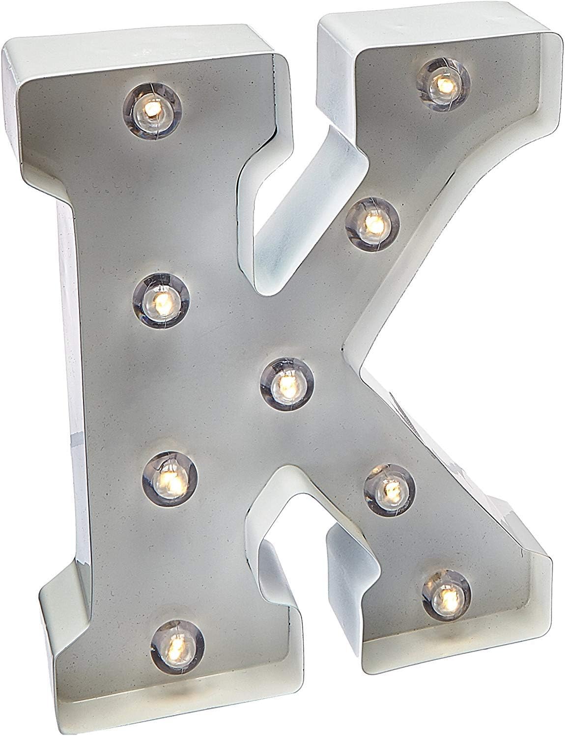 Silver Metal Marquee Letter J - 9.87” Tall Galvanized Decor for Events & Home