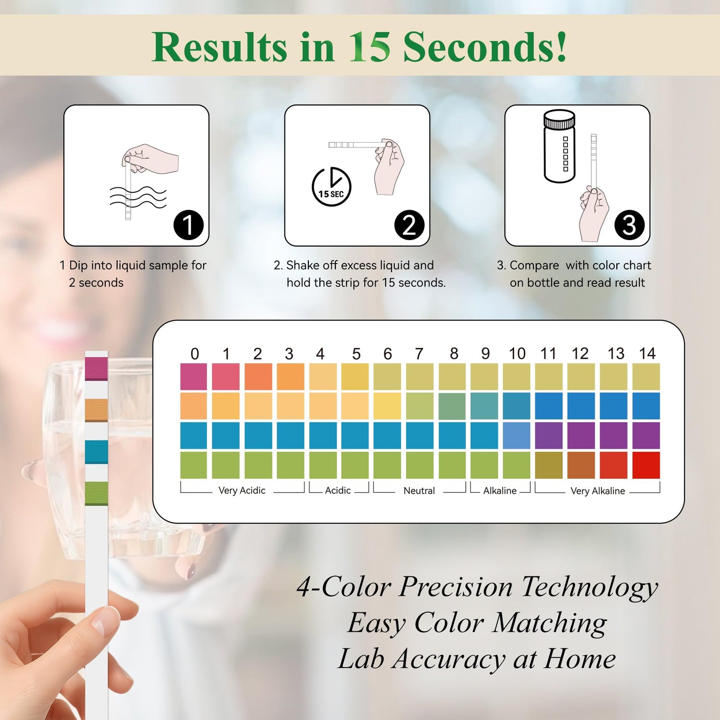 pH Test Strips 0-14, 150CT pH Testing Kit for Drinking Water, Pool Spa Aquarium Fish Tank Urine Saliva Food Beverage Kombucha Soil Hydroponics, Litmus Paper pH Tester Kit for Soap Making, Skincare