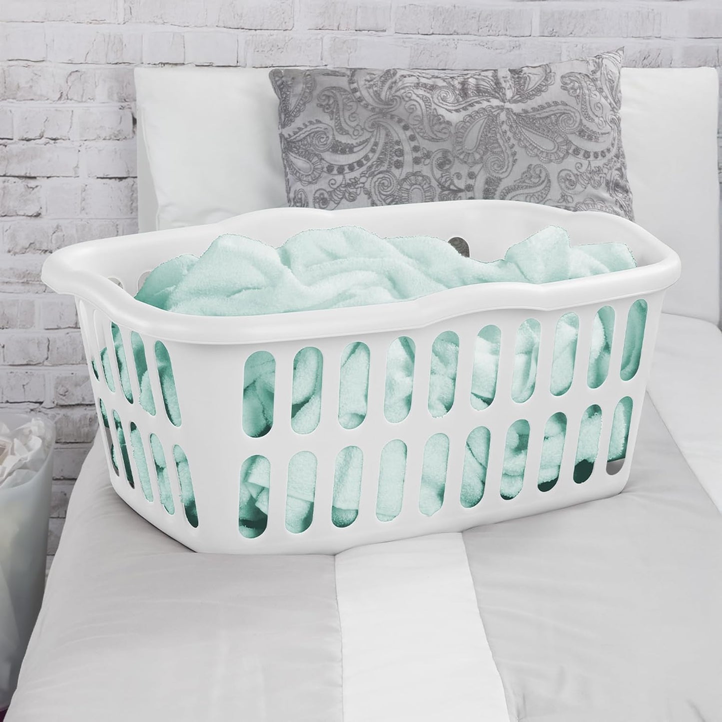 Sterilite Rectangular Laundry Basket - 12-Pack Plastic Hamper, 1.5 Bushel, White | Ideal for Bedroom & Bathroom Storage