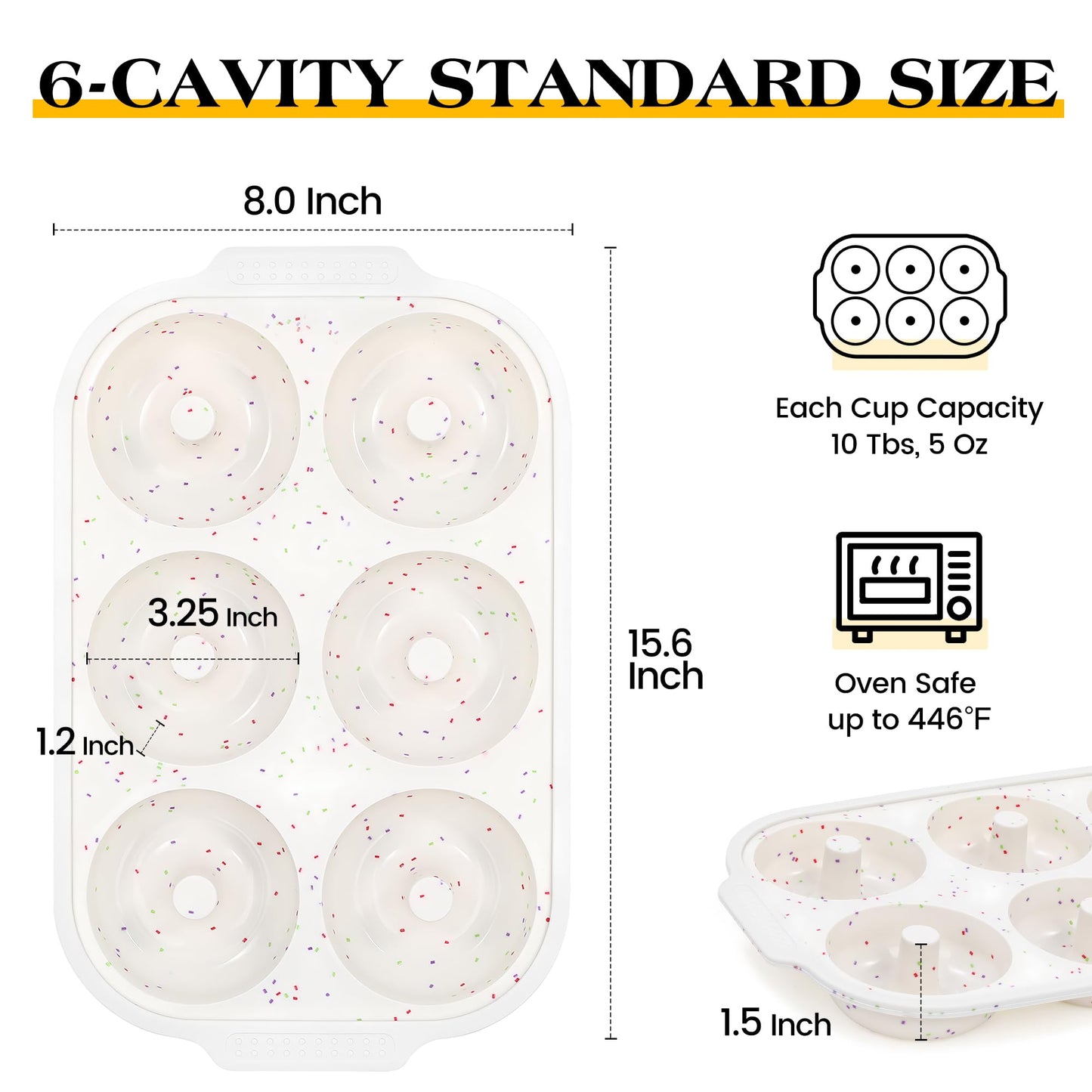 KASHME 2 Pcs Silicone Donut Pan for Baking with Metal Reinforced Frame Nonstick 6 Cavity Donut Molds Doughnut Tray 3.25 Inch Large Bagel Molds(Cream)