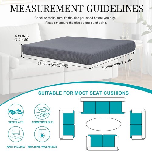 BIETYONE 12Pcs Stretch Patio Cushion Covers - Washable Outdoor Couch Slipcovers for Furniture (Grey)