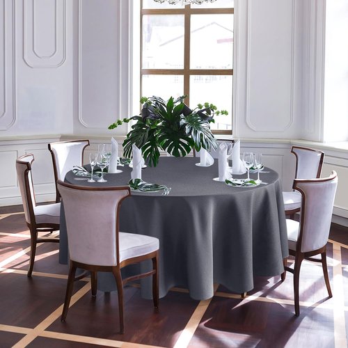Biscaynebay Textured Fabric Round Christmas Table Cloths 108", Gold Water Resistant Table Covers for Dining, Kitchen, Wedding, Parties etc. Machine Washable