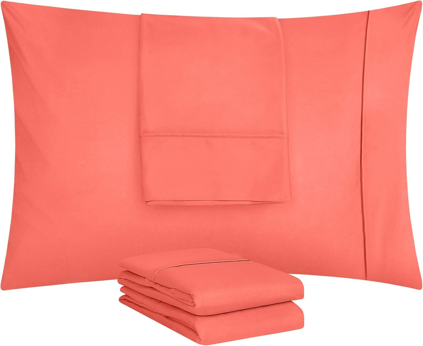 Utopia Bedding Queen Pillow Cases - Soft Brushed Microfiber - 4 Pack, Coral Color, 20 x 30 Inches