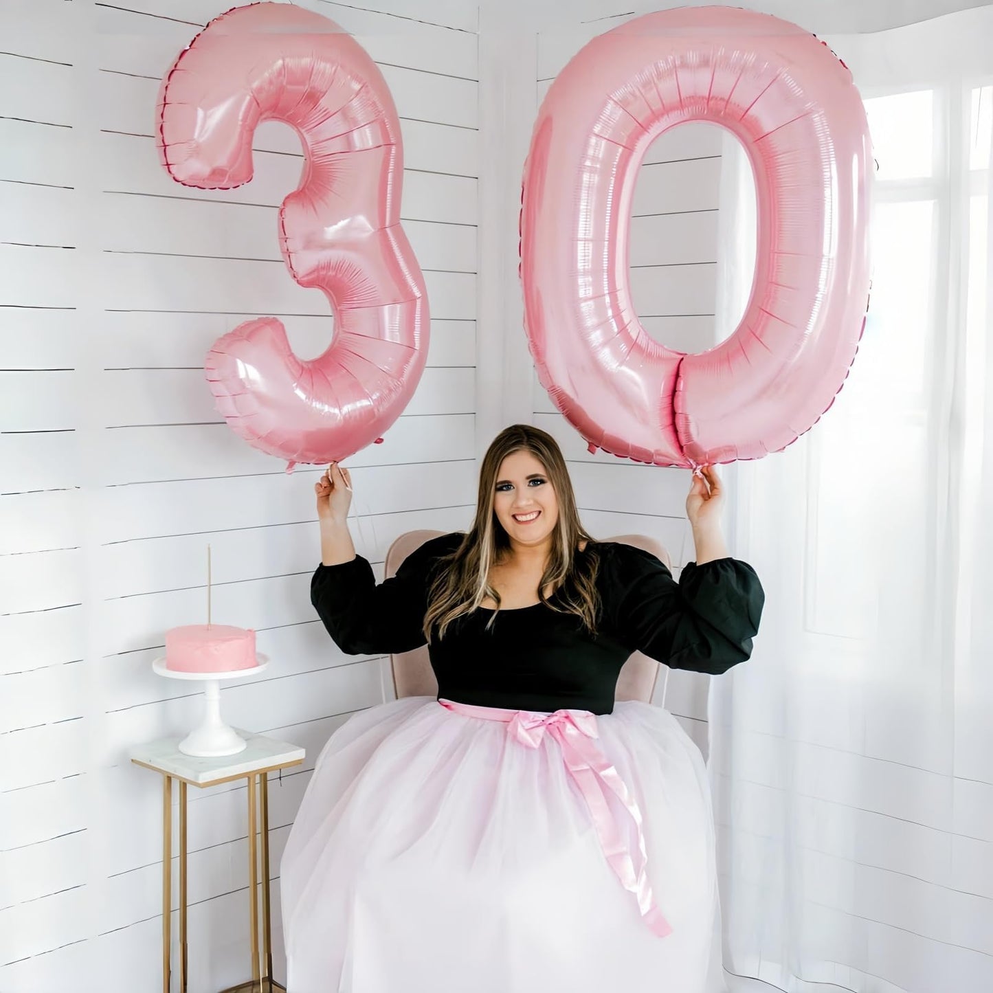 Pastel Pink Number 3 Balloon, 40 Inch Giant Pearl Light Pink Helium Foil Number 0-9 for Girls, Self Inflating 3rd Birthday Balloon for Women Anniversary Baby Shower Princess Party Decorations Supplies