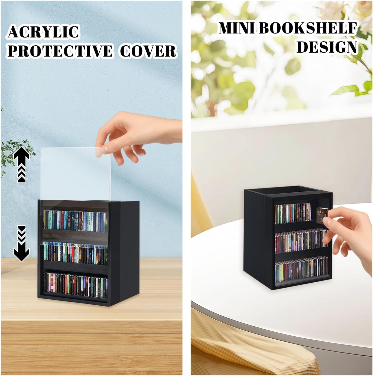 Skiennix Mini Bookshelf Ornament - 100pcs Miniature Library & Organizer | Black Home Decor for Book Lovers