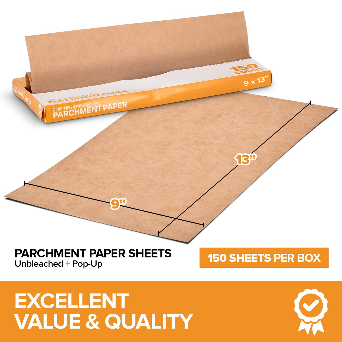 Stock Your Home 150 Ct Unbleached Parchment Paper Sheets, Pop Up Parchment Paper Sheets for Baking, Air fryer Sheets & Oven Liners FOr cookies, Bread, meat, Pizza (9x13”)