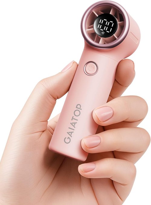 Gaiatop Mini Portable Handheld Fan - High-Speed 4000mAh Turbo Fan | 15-Hour Runtime, Pink