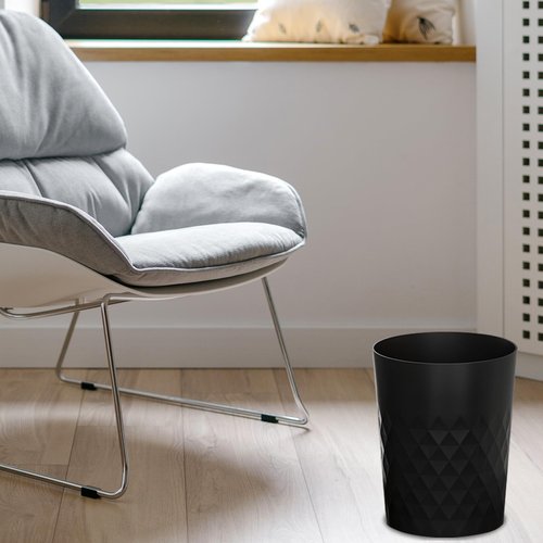 JiatuA 3 Pack Small Trash Can with Trash Bags Bathroom Garbage Bin Round Plastic Waste Basket for Kitchen, Bedroom, Office, College Dorm, Craft Room, Black