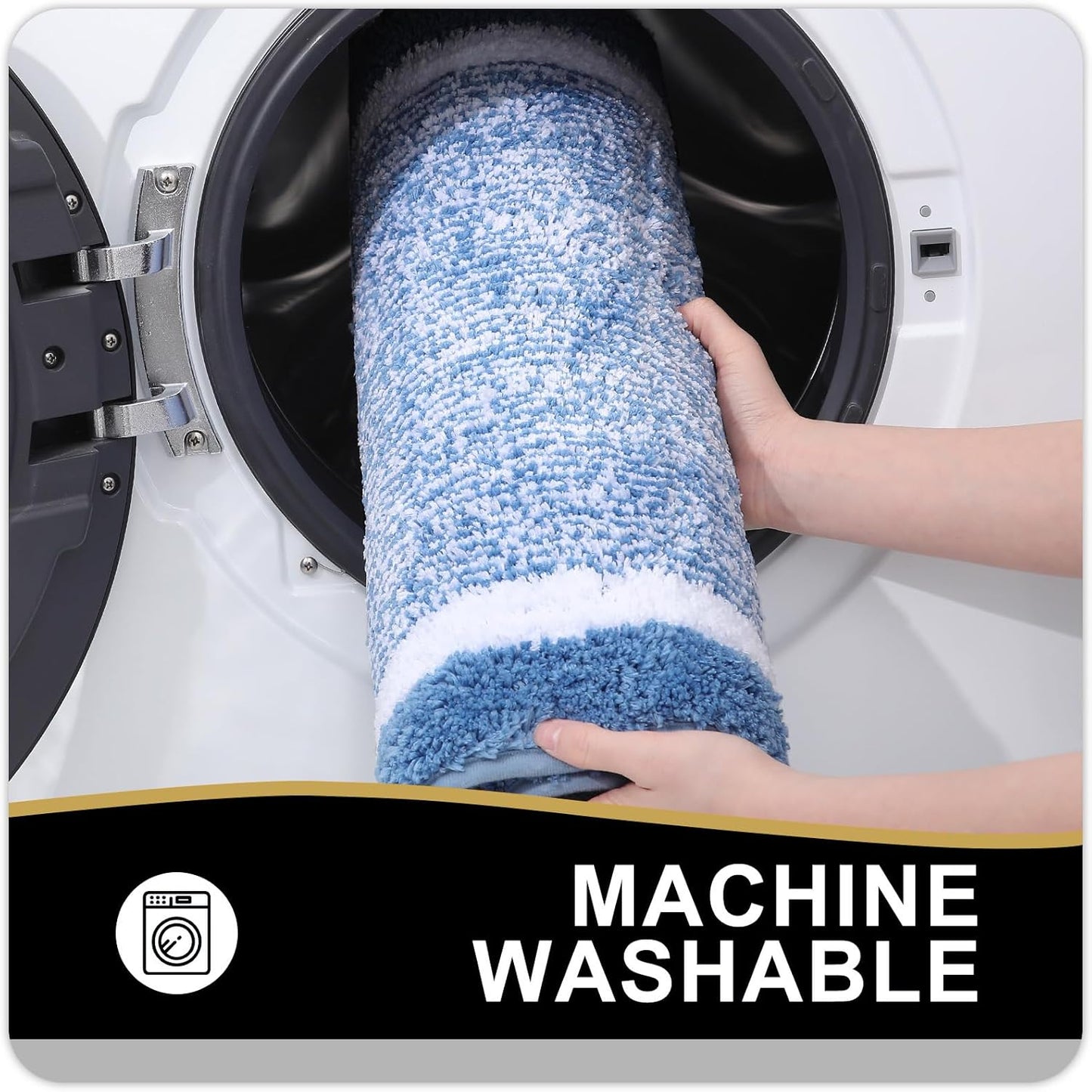 OLANLY Bathroom Rugs - Extra Soft Microfiber Bath Mat | Non-Slip, Quick Dry, Machine Washable - 24x16, Blue