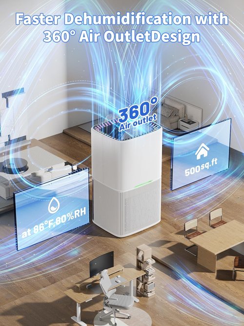 Dehumidifier | Skiennix 60 OZ Water Tank | Quiet Auto Shut Off for Home & Basement | 500 sq. ft.